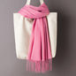 Thin Artificial Cashmere Scarf Solid Color Tassel Shawl