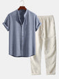 Casual Loose Multi-color Beachwear Cotton And Linen Short Sleeve Suit
