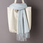 Thin Artificial Cashmere Scarf Solid Color Tassel Shawl
