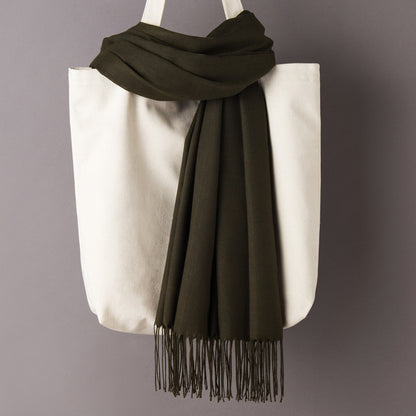 Thin Artificial Cashmere Scarf Solid Color Tassel Shawl