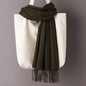 Thin Artificial Cashmere Scarf Solid Color Tassel Shawl